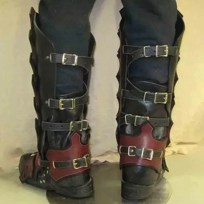 Medieval Armor Larp PU Leather Leg Gothic Gaiter Viking Knight Costume Rider Shoe Boot - View 3