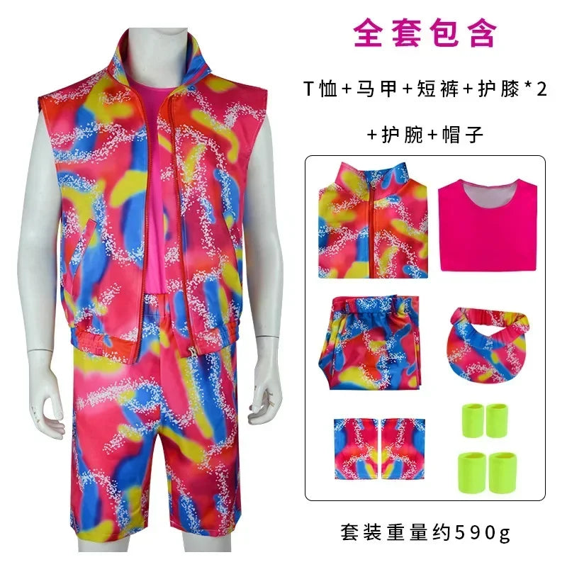 80s Workout Costume for Halloween Costume 80s 90s Workout Outfit for Adult Men's Include - barbie / XS