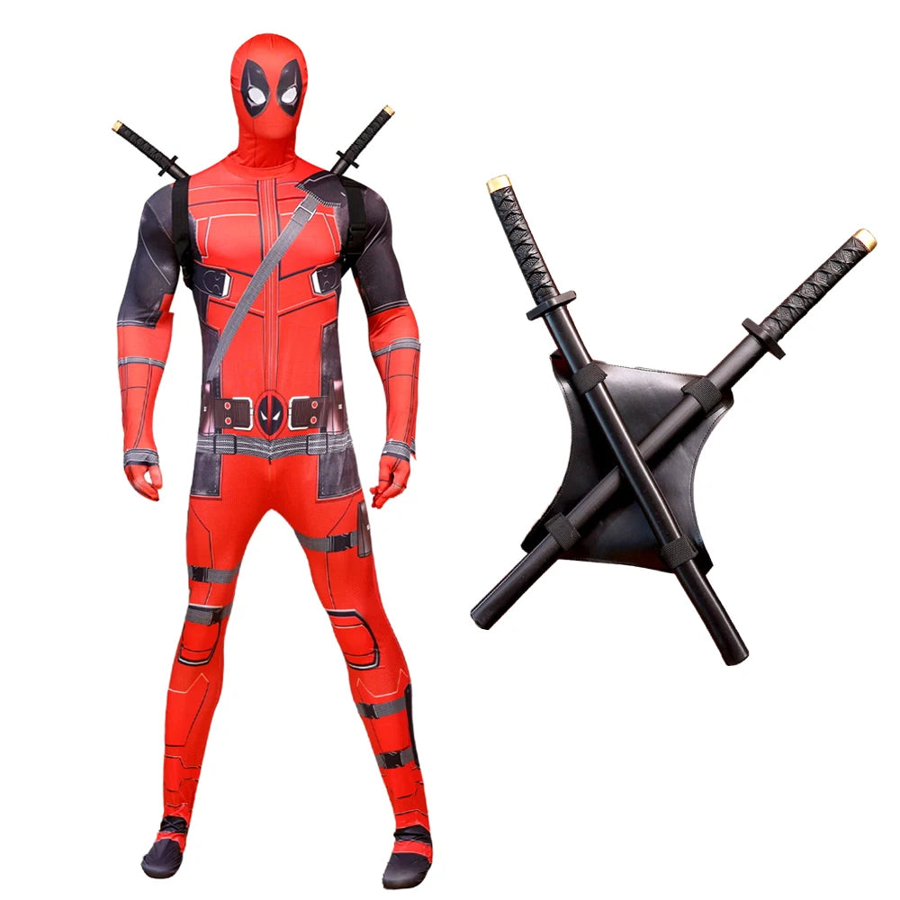 red-and-black masked anti-hero vs yellow clawed superhero Boys Superhero costume Spandex Suits with Accessories Swords Claws Children Birthday - product image 8