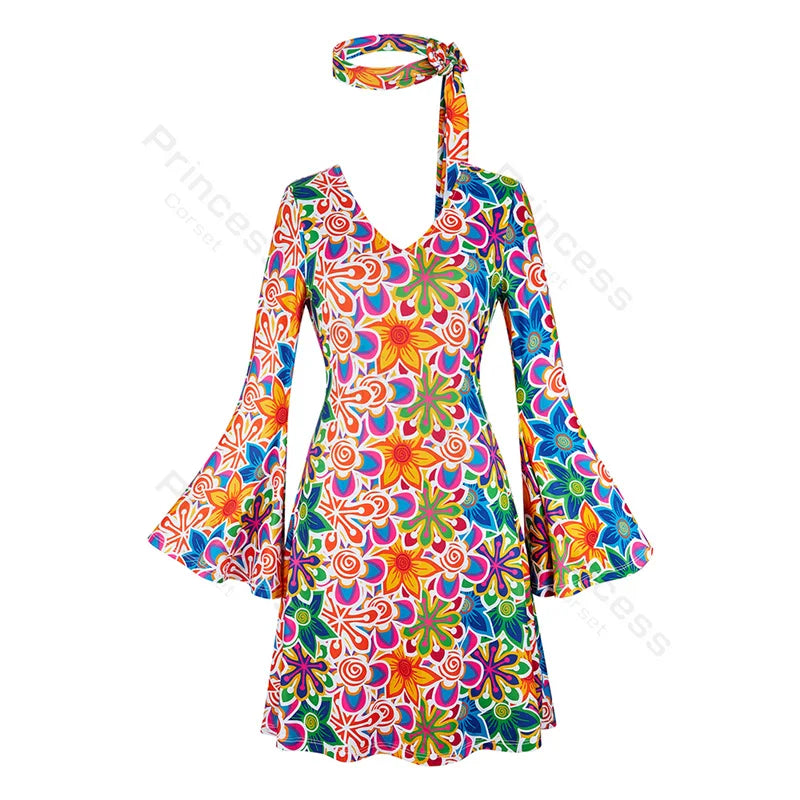 70s Costume Disco Dresses for Women Halloween Costume Sexy Hippie Costume Disco Dress with Disco Headband 70s - product image 16