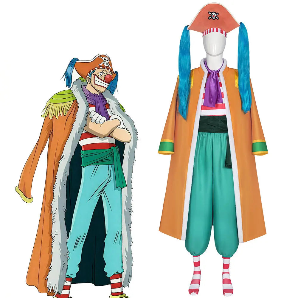 Anime Clown Buggy Costume Hat Pirate Buggy Orange Cloak Uniform Joker Full Set Halloween - Hat only / S