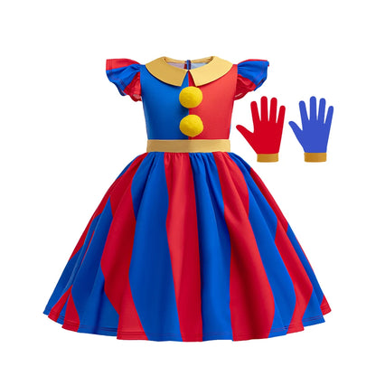 Pomni Halloween Costume for Kids the Amazing Digital Circus Character Derss Gloves and - Clown Dress B 02 / 150(9-10Y)