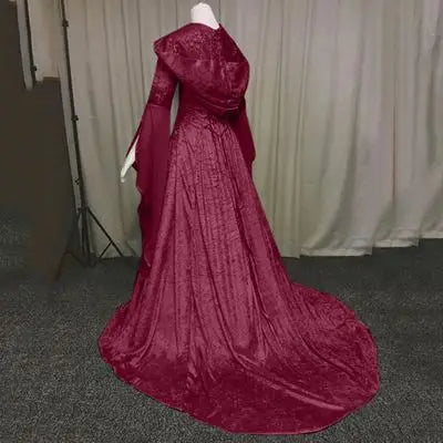 Medieval Retro Gothic Hoodie Witch Long Skirt Luxury Women's Party Dress Cosplay Vampire Halloween Adult - product image 4