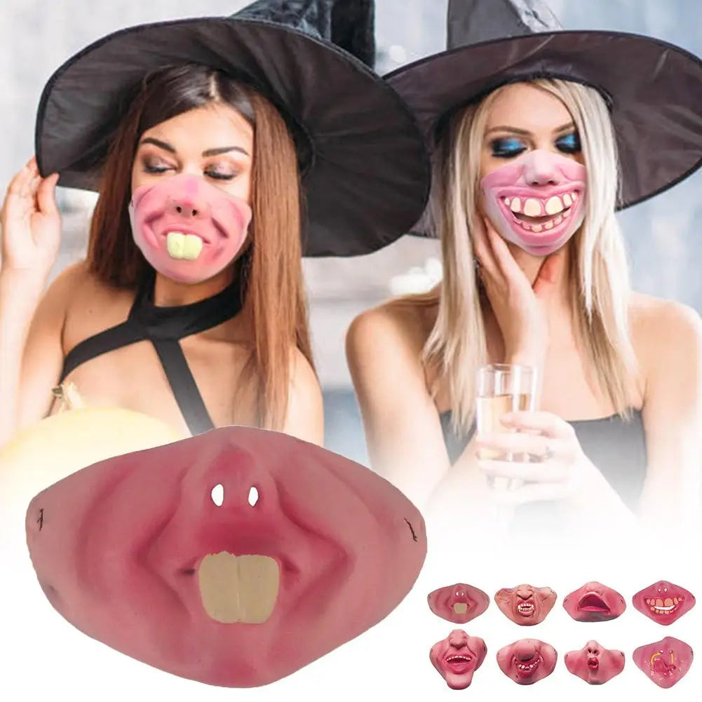 Unique Half-face Clown Mask Latex Costume Props Humorous Elastic Band Horrible Scary Masks - E