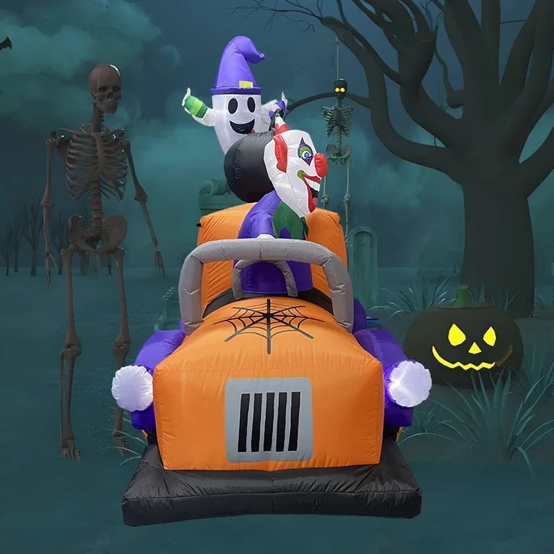 8 Ft Halloween Inflatable Toys Clown Ghost Truck Built-in LEDs LEDs Decorations Home Decoration Inflatable