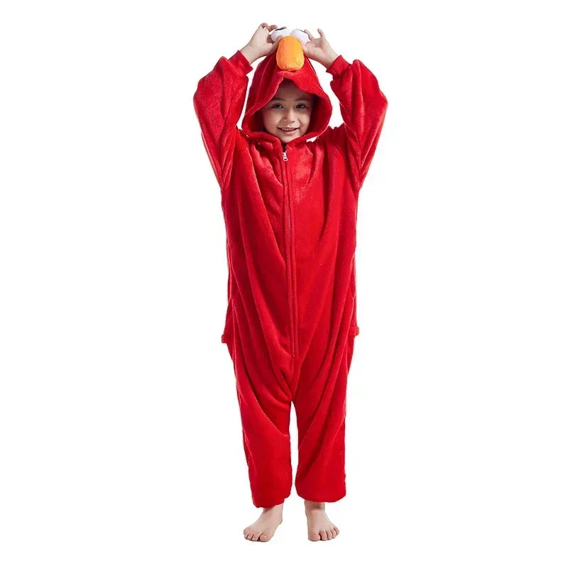 2026 Halloween Costume de Cosplay Kigurumi Elmo Onesie pour Enfants, Pyjama d'Halloween, Vêtements de Noël pour Garçon