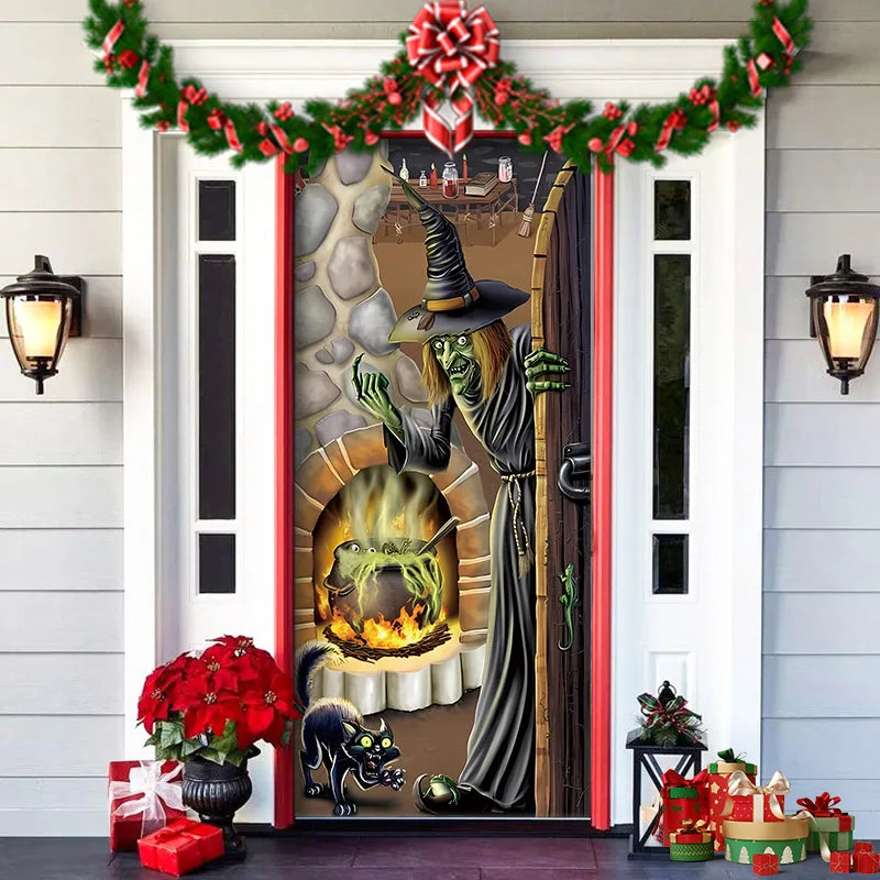 Halloween Decoration Door Curtain Cartoon Ghost Pumpkin Reindeer Home Horry - product image 9