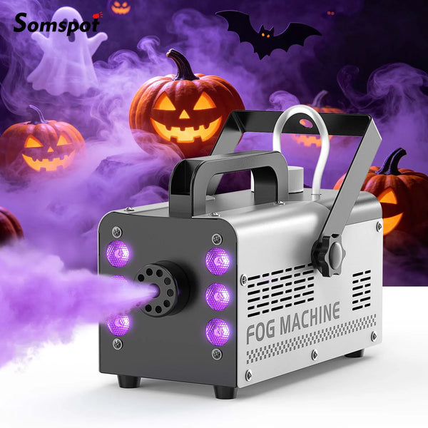 Somspot Smoke Machine Mini 400W Fog Machine RGB 6LEDs Color Lights Effects Machine Remote Control Stage