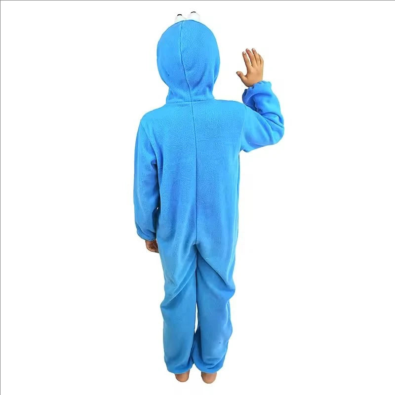 Halloween Cookie Monster Elmo Jumpsuit Sleepwear Sesame Street Children's Stage Performance Costume Women's Ethnic Fashion