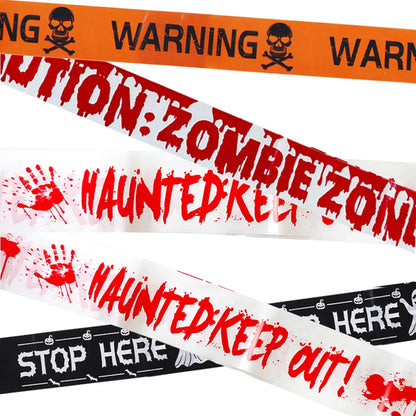 Halloween Decoration Caution Tape Window Prop Skull Zombie Warning Tape Signs Halloween Props Party Favors Haunted House Décor