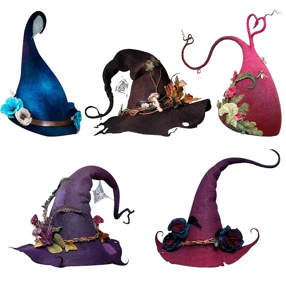 Masquerade Props Halloween Party Wide Brim Fashion Felt Witch Hats Magic - product image 4