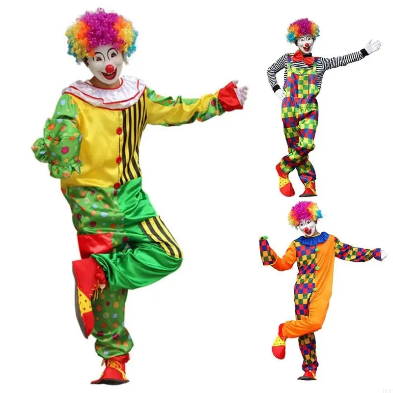 31BF Deluxe Costume Clown Movie Adult Costumes Creepy Clown Men's Halloween Costume Cloth - Plaid clown