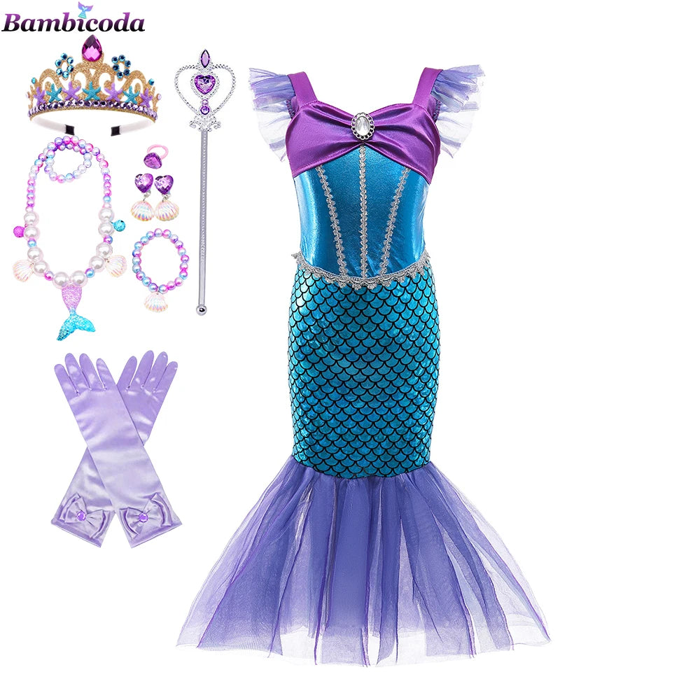 Ariel-Inspired Mermaid Princess Costume for Girls | Dress-Up Gown