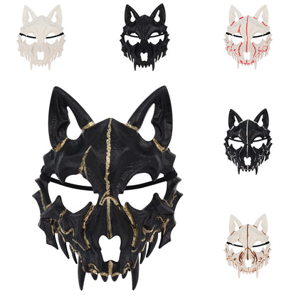 Scary Animal Half Face Mask Costume Accessory for Halloween - Blackgold