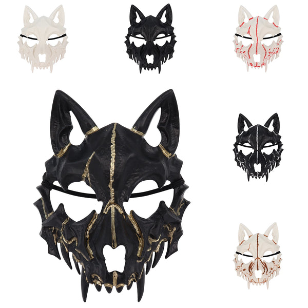 Scary Animal Half Face Mask Costume Accessory for Halloween - Blackgold