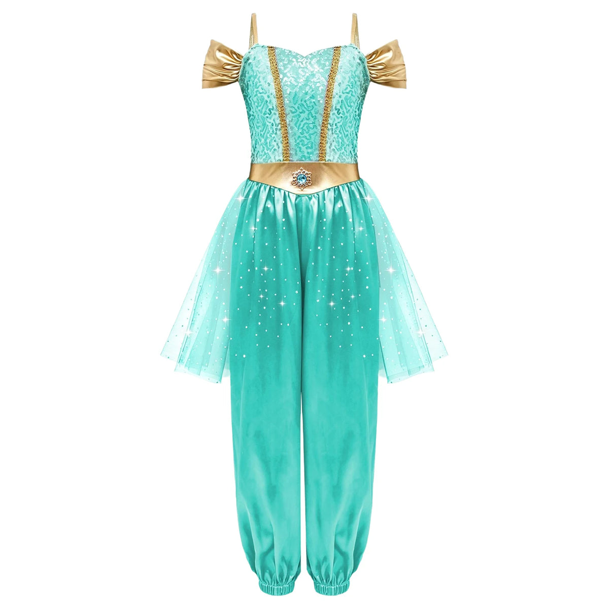 Girls Arabian Princess Halloween Dress Up Costume Metallic Ruched Sequin - product image 4
