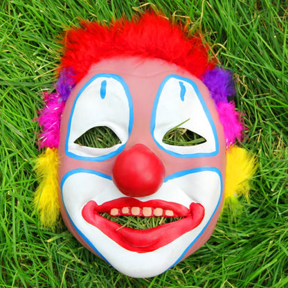 Kids Men Women Full Face Feather Scary Clown Mask Costume Props Red Masks Halloween - View 3