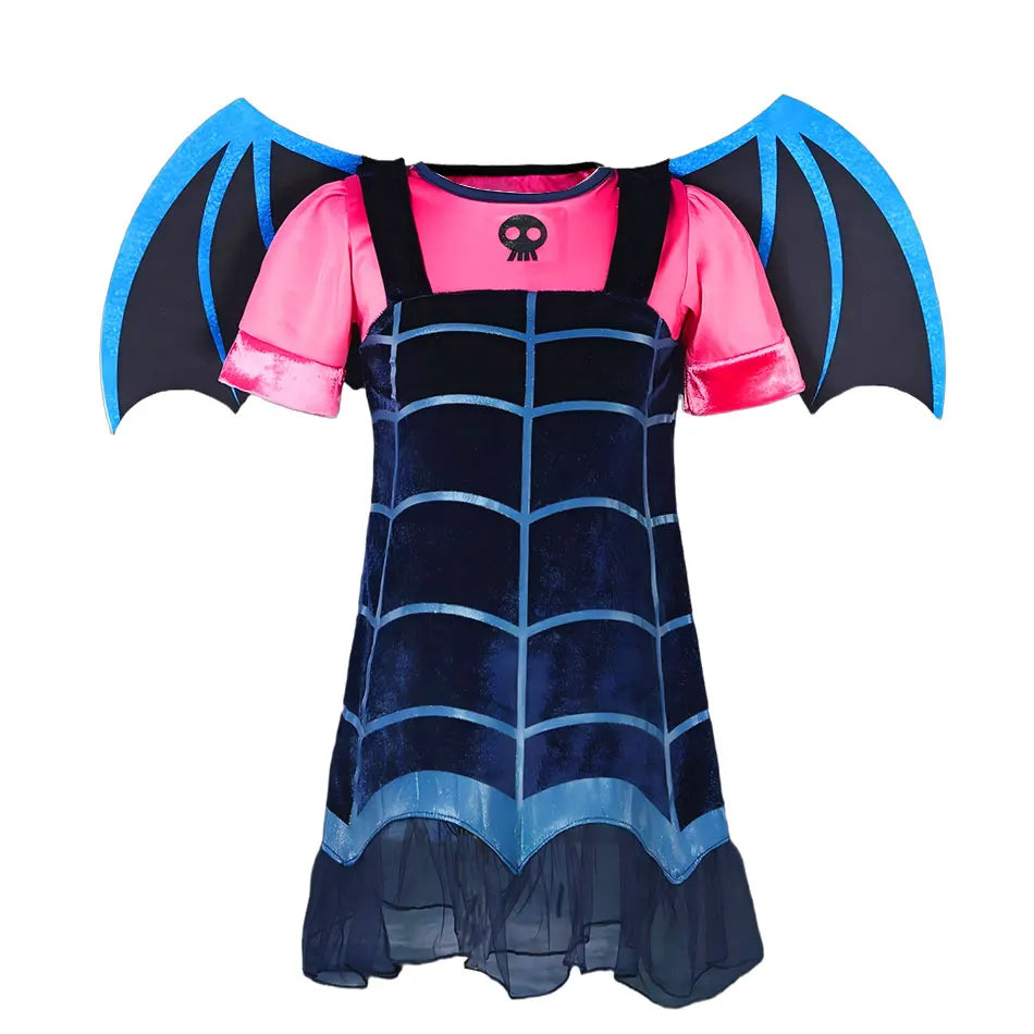 Girls Black Witch Halloween Costume Dress with Hat
