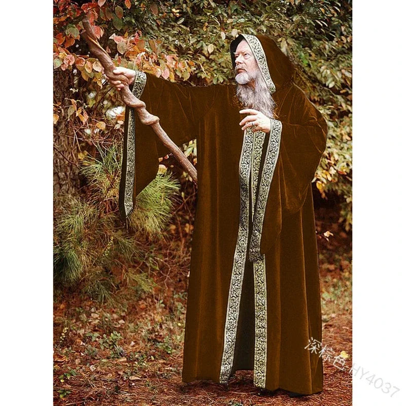 Costume Medieval Cape Cloak Adult Hooded Death Vampire Wizard Monk Witch Costume Priest