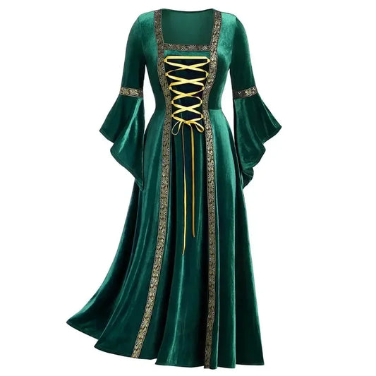 Women's Medieval Long Sleeve Vintage Vampire Witch Victorian Gothi Costume