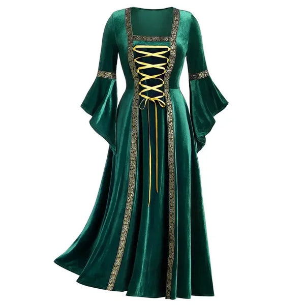 Women's Medieval Long Sleeve Vintage Vampire Witch Victorian Gothi Costume