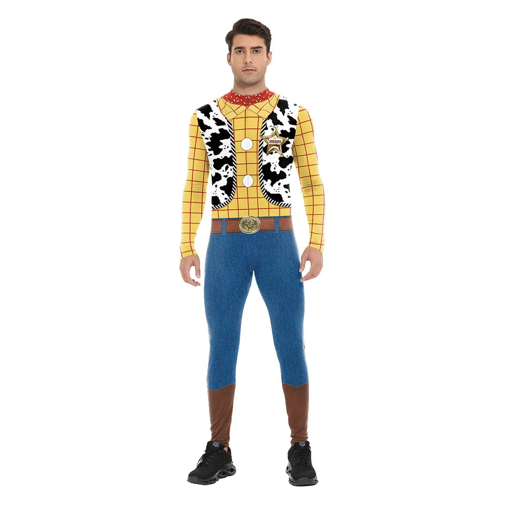 Western Cowboy Toy Costume Adult Men Halloween Story 3D Digital Print Full Body Jumpsuit Toy Costume - View 6