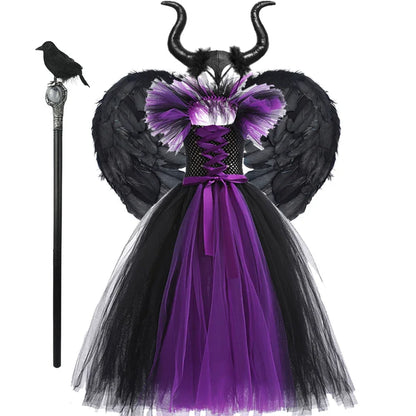 Kids' Apparel for 2025 Maleficent Tutu Dress Girl Evil Queen Witch Gown Costume - alternate view 8
