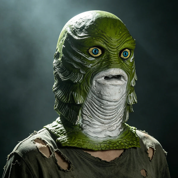 Green Fish Head Monster Full Face Mask, Latex Material - Comfortable to Wear, Hand-Painted and Realistic - product image 1