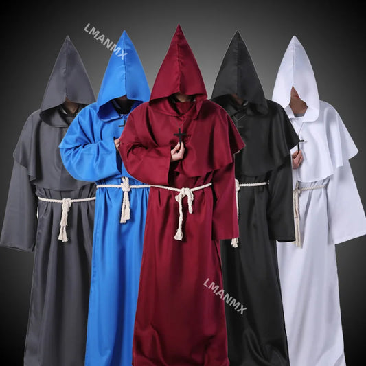 Halloween Men Medieval Monk Robes Monk Costumes Wizard Costumes Priest Costumes Costume - Blue / XL