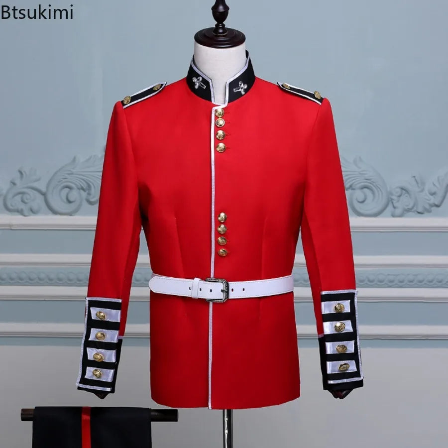 Men's British Royal Guard Uniform Tunic Jacket Guards 2-piece Halloween Costume - Red / S(132.3–143.3 lb (60–143.3 lb (65 kg)))