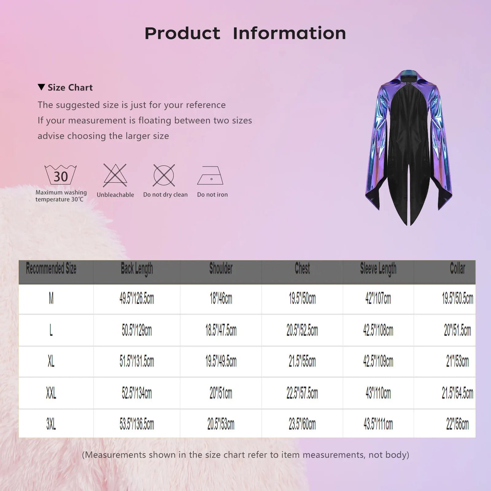 Men's Holographic Glossy Shoulder Armor Tops Fly Sleeve Jacket Tailcoat Costume - alternate view 5