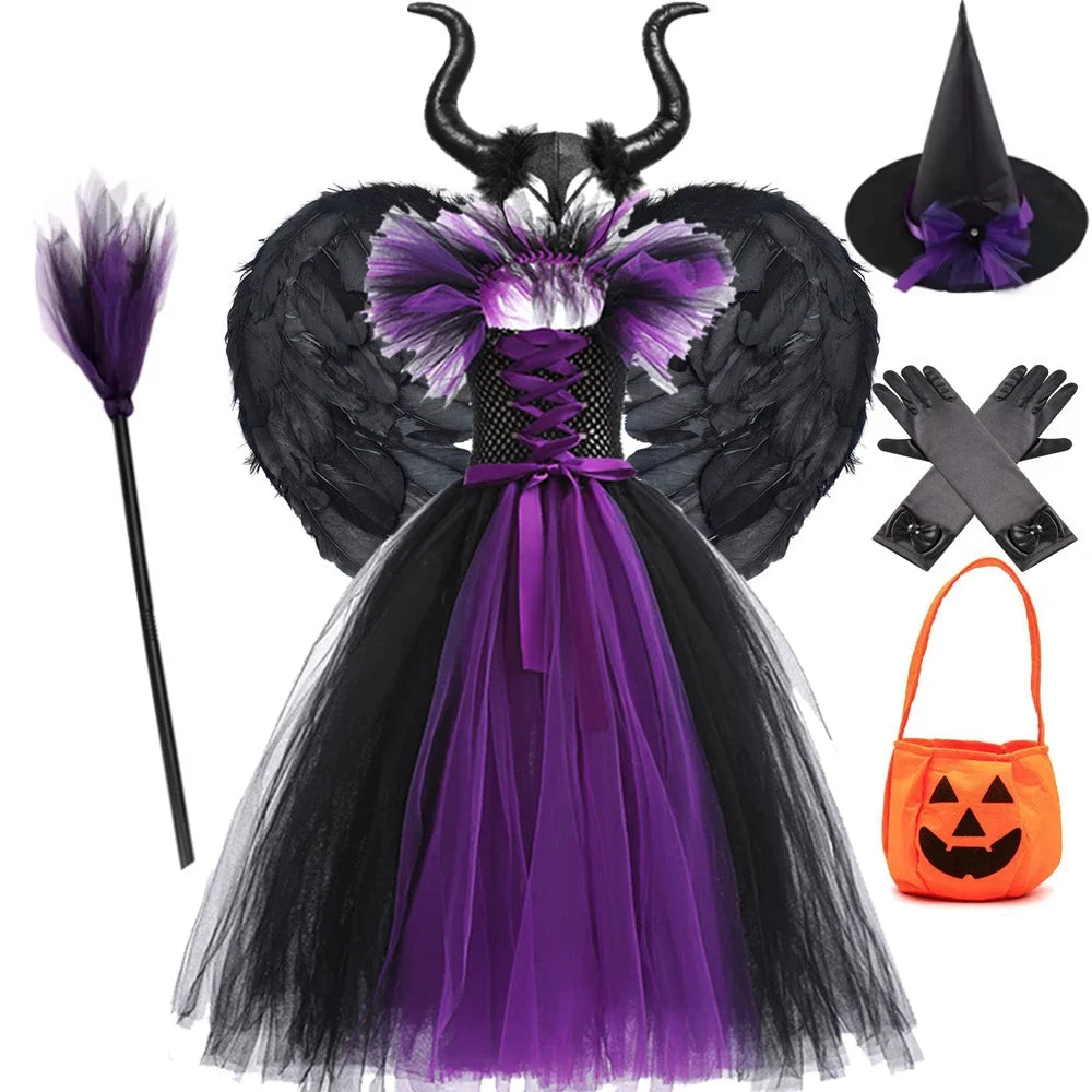 Kids' Apparel for 2025 Maleficent Tutu Dress Girl Evil Queen Witch Gown Costume - alternate view 12