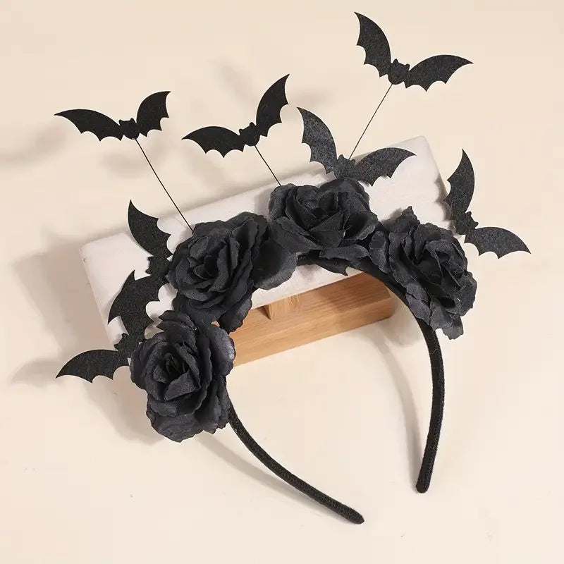 1 Halloween party headband - cute witch hat with black artificial flowers - product image 5