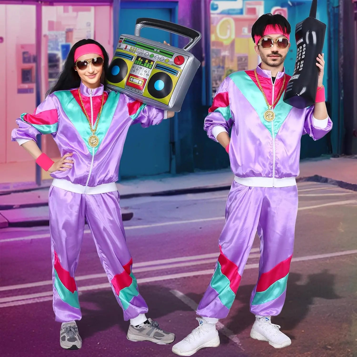 Kicpot 80s Costumes for Women,Retro Tracksuit Jacket Shell Hip Hop Suit,90s 80s Outfit for Women Party - product image 4