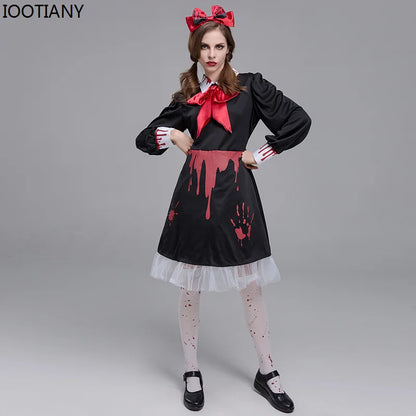 Horror Bloody Voodoo Doll Dress Halloween Costume Adult Girl Demon Vampire Performance - View 3