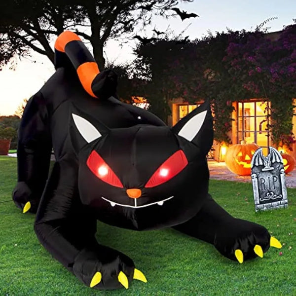 Halloween Inflatable 1.8m Black Cat Toy Shakes Head Ghost LED Lights Indoor Outdoor Yard Airblown Decoration - product image 1