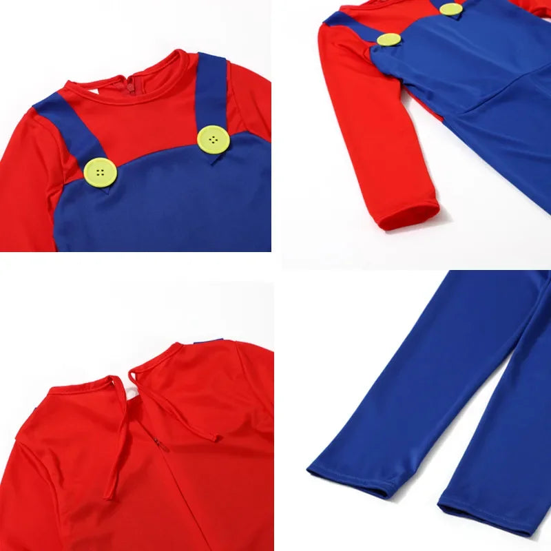 Men's Plumber Hat Fake Beard Cartoon Game Funny Red Green Yellow Purple Gloves - alternate view 4