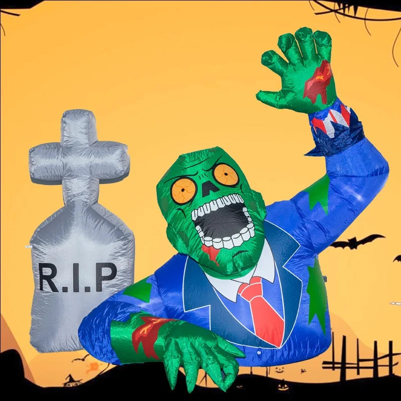 1.6M Halloween Inflatable Zombies Crawled Out of The Grave Decoration RIP Tomb Zombie Ghost Outdoor Yard Garden Halloween Decor