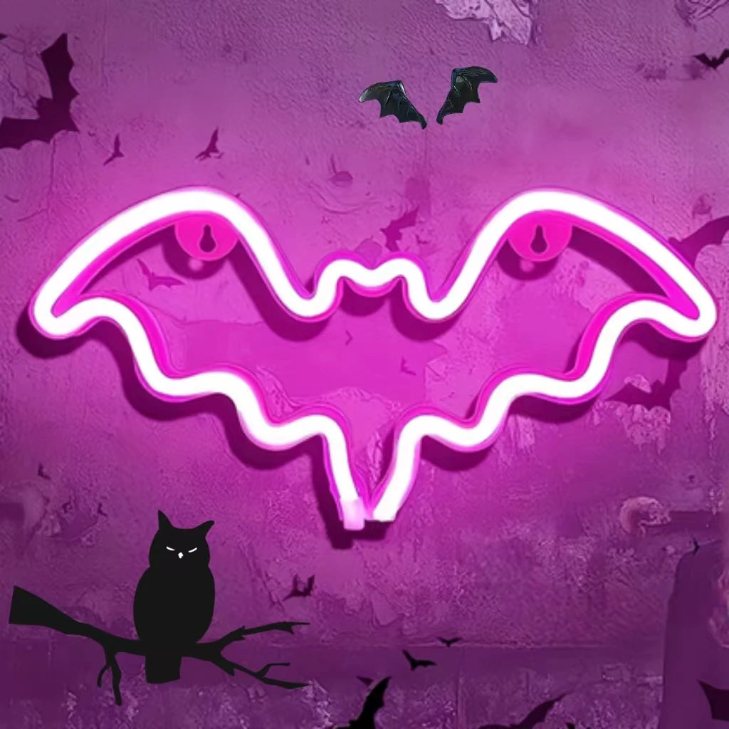 Halloween Bat Spirit LED Neon Wall Decor for Party Gift - Terrifying Atmosphere - USB or Battery Powered - product image 25
