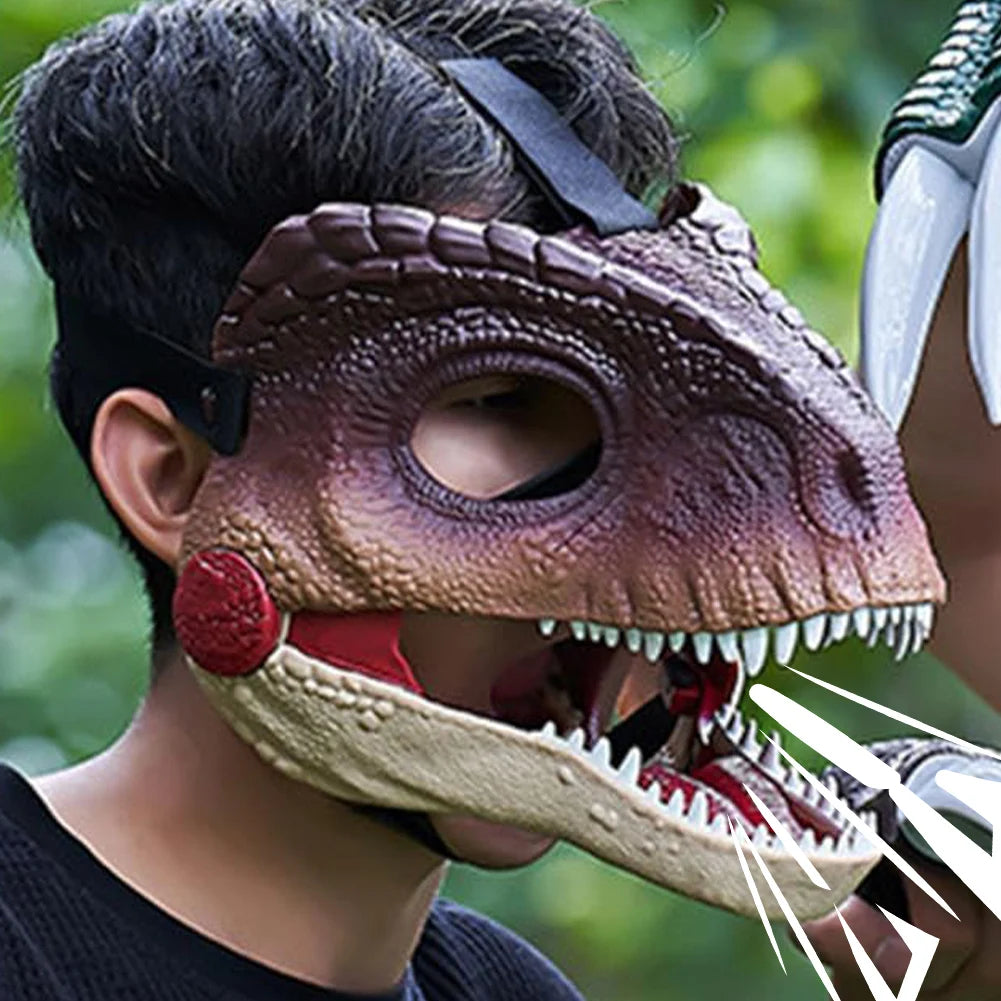 Halloween Moving Jaw Dino Mask with Dinosaur Scream 3D Dinosaur Claws Lifelike Dinosaur Mask Headwear for - product image 3