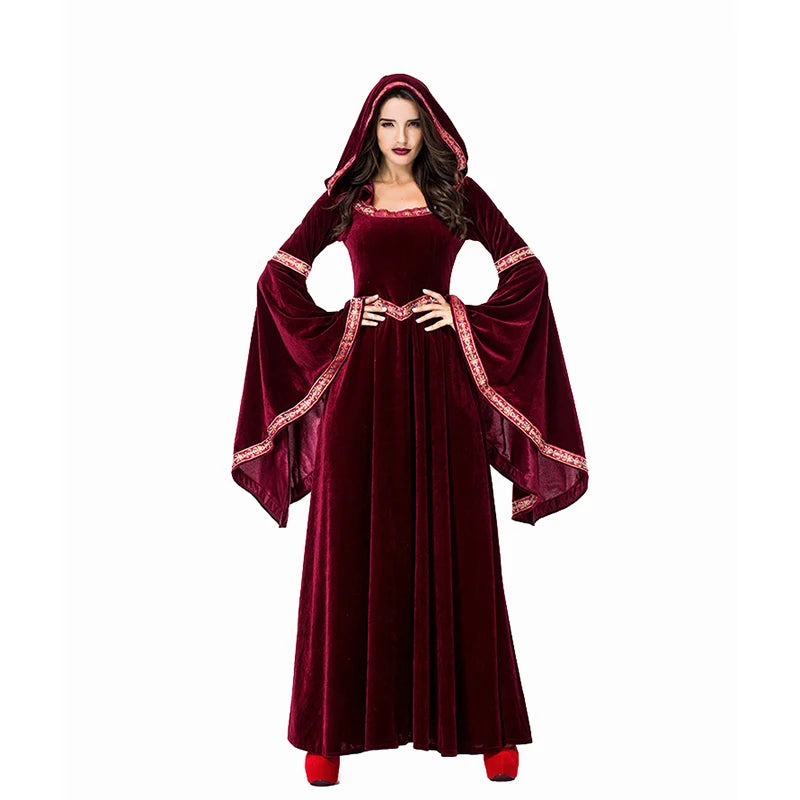 Medieval Retro Gothic Hoodie Witch Long Skirt Luxury Women's Party Dress Cosplay Vampire Halloween Adult - product image 8