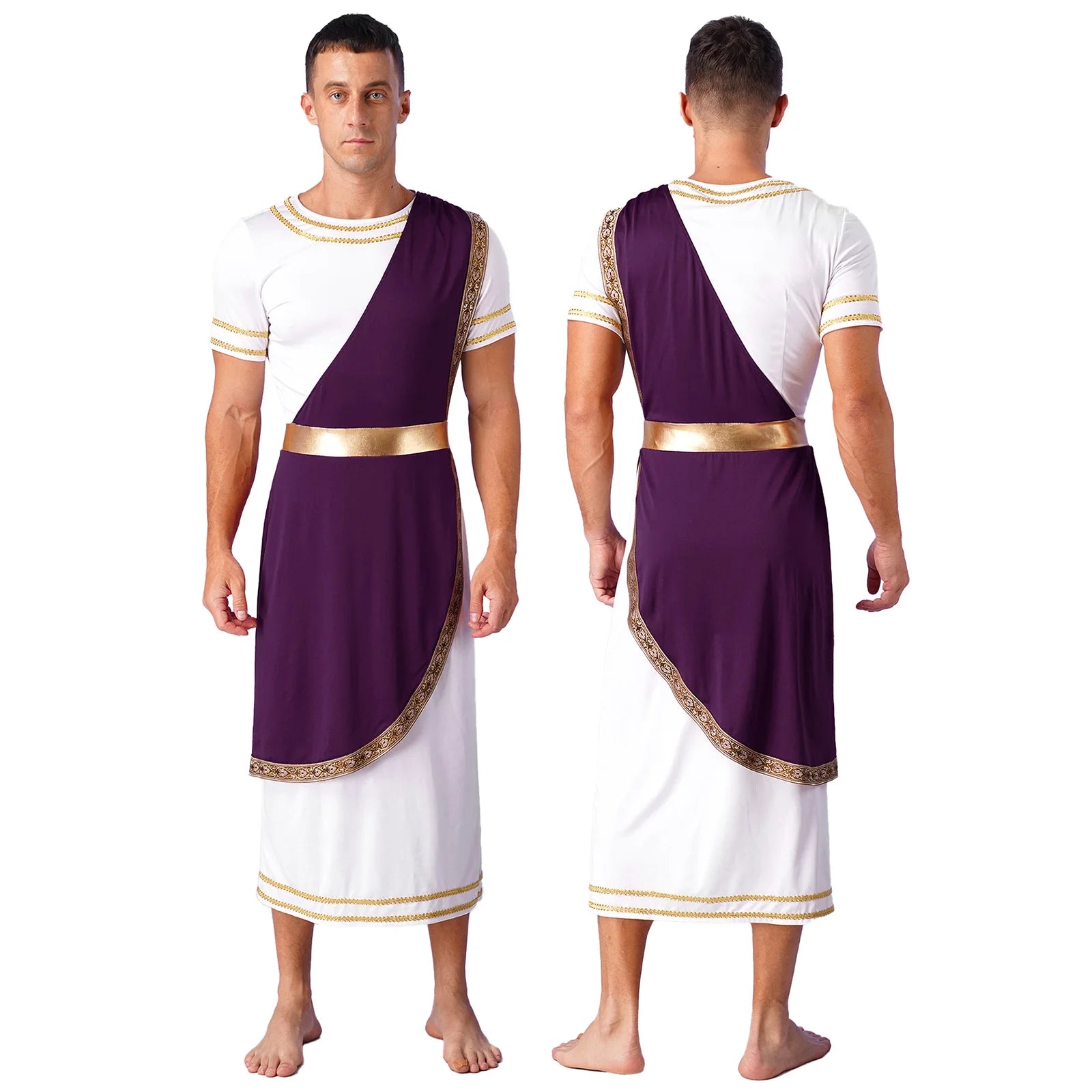 Mens Halloween Ancient Greek Zeus God Costumes Rome King Gladiator Warrior Toga Cosplay Dress Up Short Sleeve - product image 8
