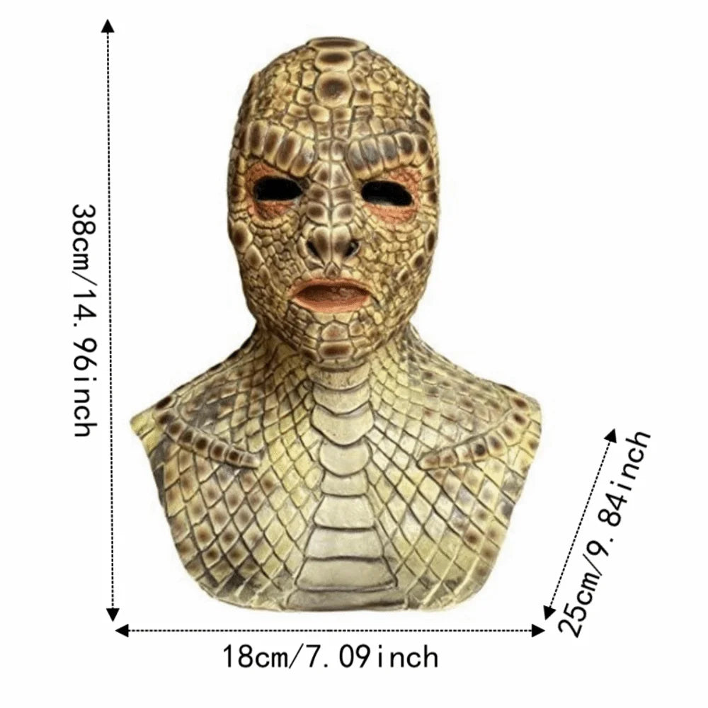 Creative Realistic Snake Monster Mask Scary Soft Snake Skin Headgear Reptile Texture Latex Ghost Monster Mask - product image 6