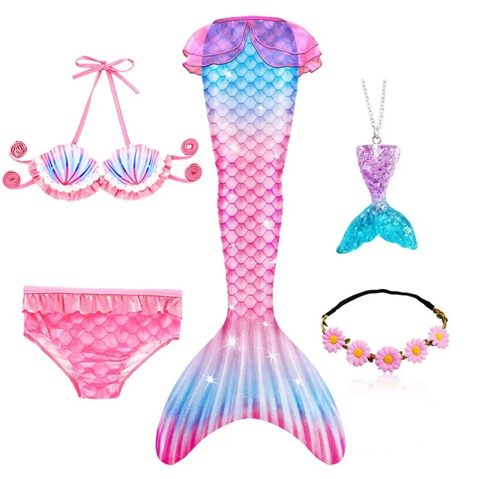 Mermaid Princess-Inspired Tail Memaid Swimsuit Bikini Bathing Suit Costume Girls Can