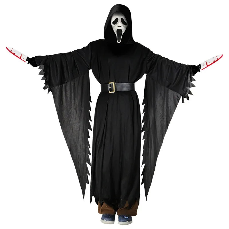 Grim Reaper Ghost Costume – Black Hooded Cloak & Mask