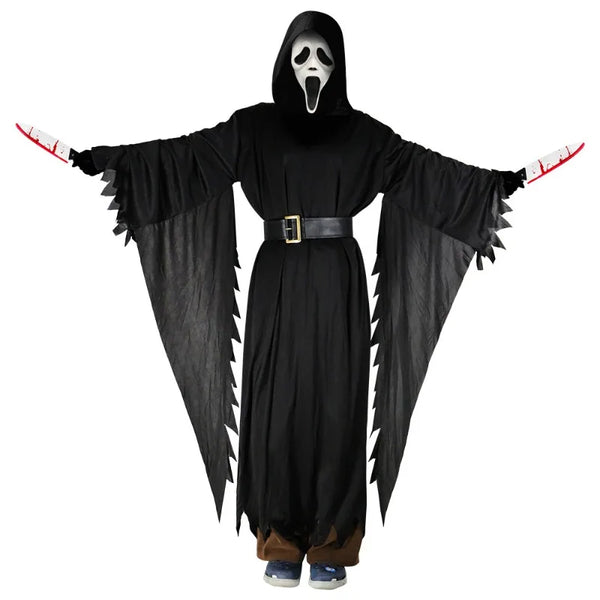 Grim Reaper Ghost Costume – Black Hooded Cloak & Mask