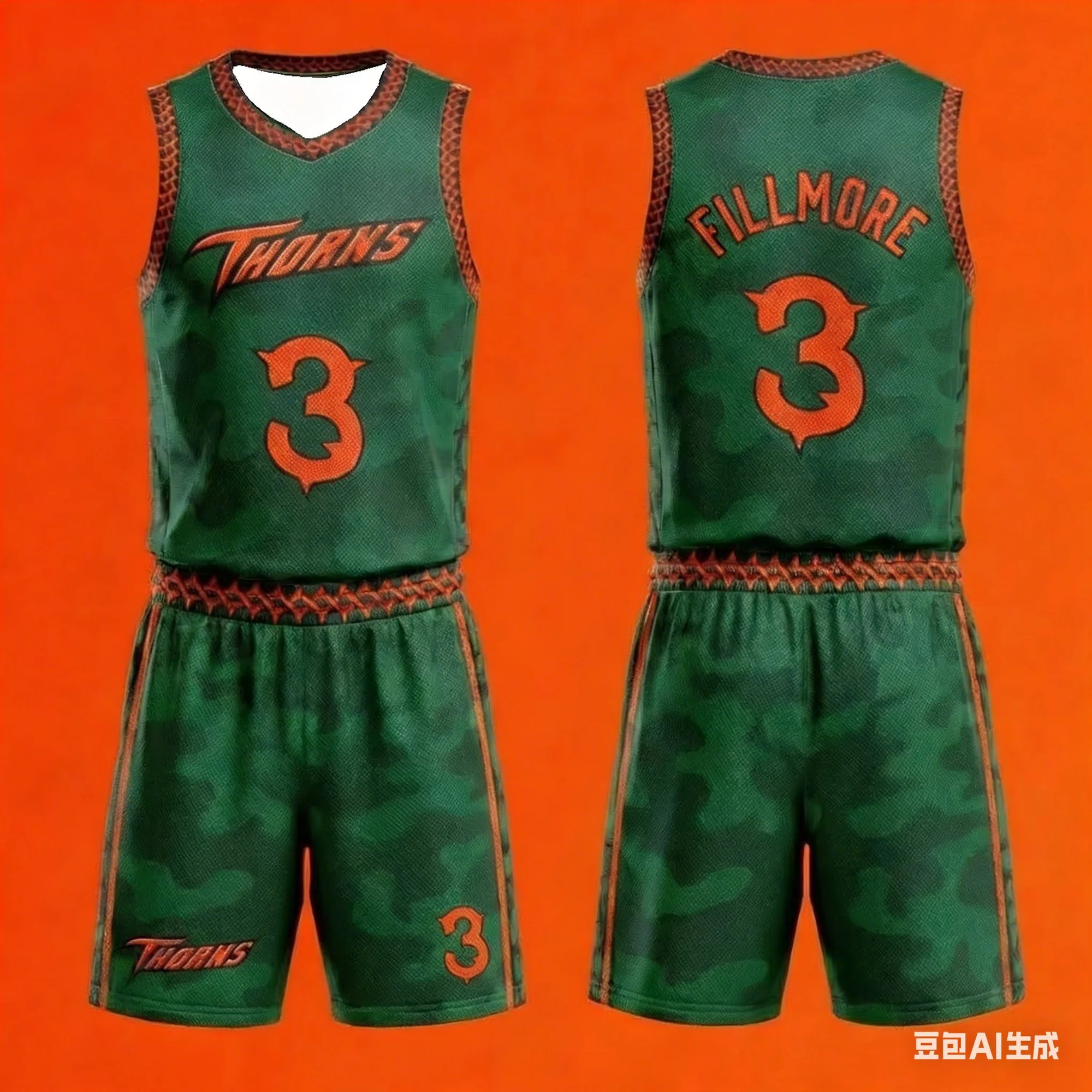 Green Camo Basketball Jersey Costume Set Green Camo Uniform Mesh Shirt Sportswear