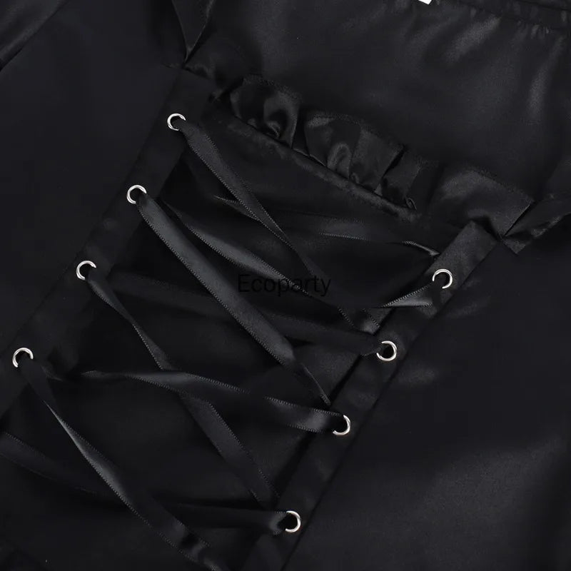 Renaissance Gothic Hooded Dress for Women Black Square Neck Flare Sleeve Big Swing Long Dresses Female - product image 5