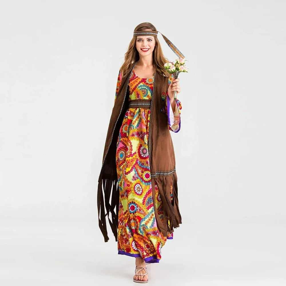 Women's Disco Retro 60s 70s Hippie Funky Native Costume - alternate view 3