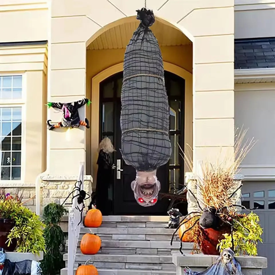 2.46 Ft Halloween Hanging Animated Corpse With LED Light Up Eyes Talking & - product image 3